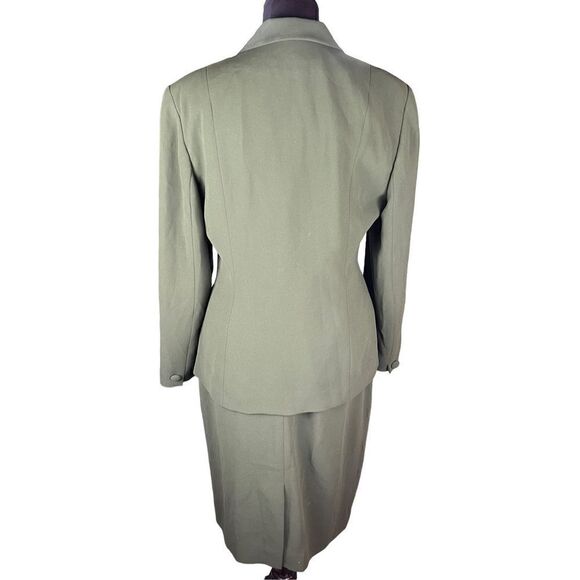 Jones New York 2 piece skirt suit set green button up blazer woman’s size 14 - Picture 3 of 8